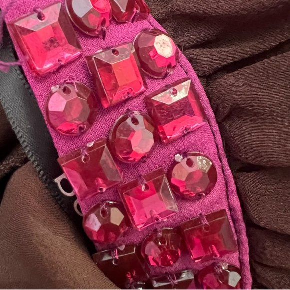 Bebe 100% silk top bling Jewel π rhinestone neckline boho ombrΓ© pattern bubble - Picture 7 of 16